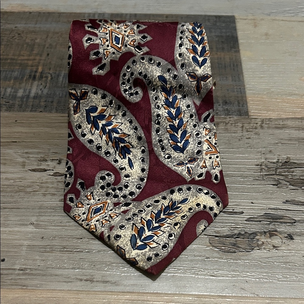 Albert Nipon Men's Necktie Multicolor Floral Paisley Striped Silk Career